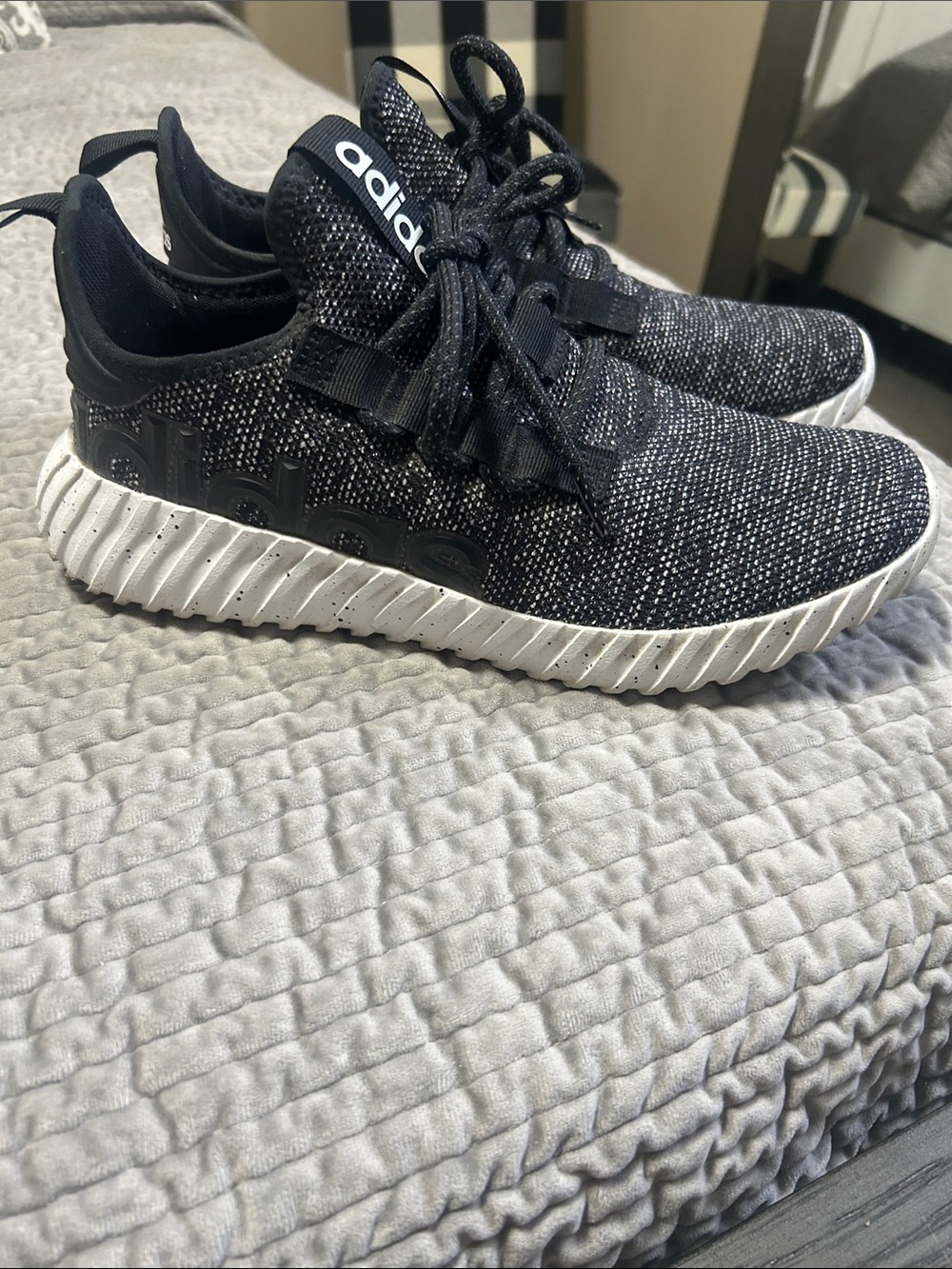 adidas Men's Black and White Knit Sneaker